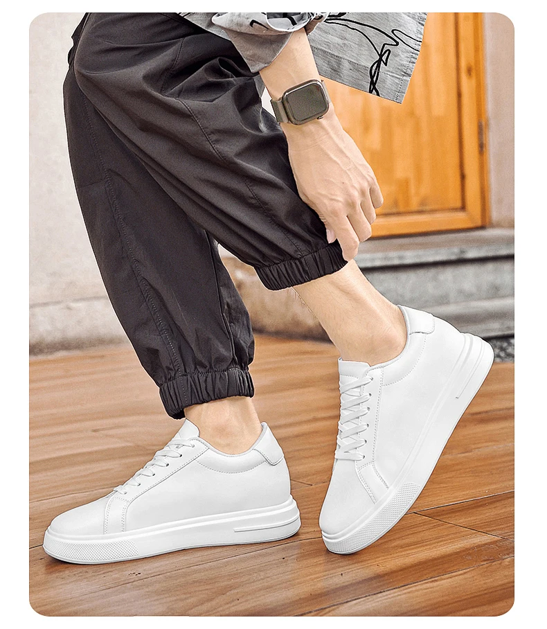 New Men’s Sneakers Elevator Shoes Heightening Height Increase Insole 6-10CM High Heels Shoes Leather Sport Shoes Men Shoes