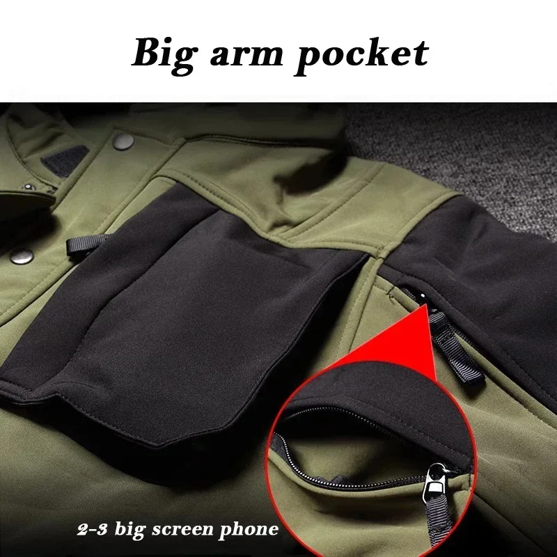 Tactical Shark Men’s Soft Shell Jacket Fleece Lined Waterproof Warm Outdoor Combat Coat with Multiple Pockets Windbreaker