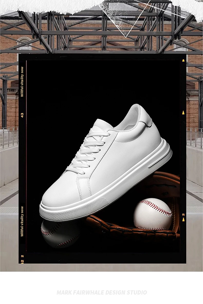 New Men’s Sneakers Elevator Shoes Heightening Height Increase Insole 6-10CM High Heels Shoes Leather Sport Shoes Men Shoes