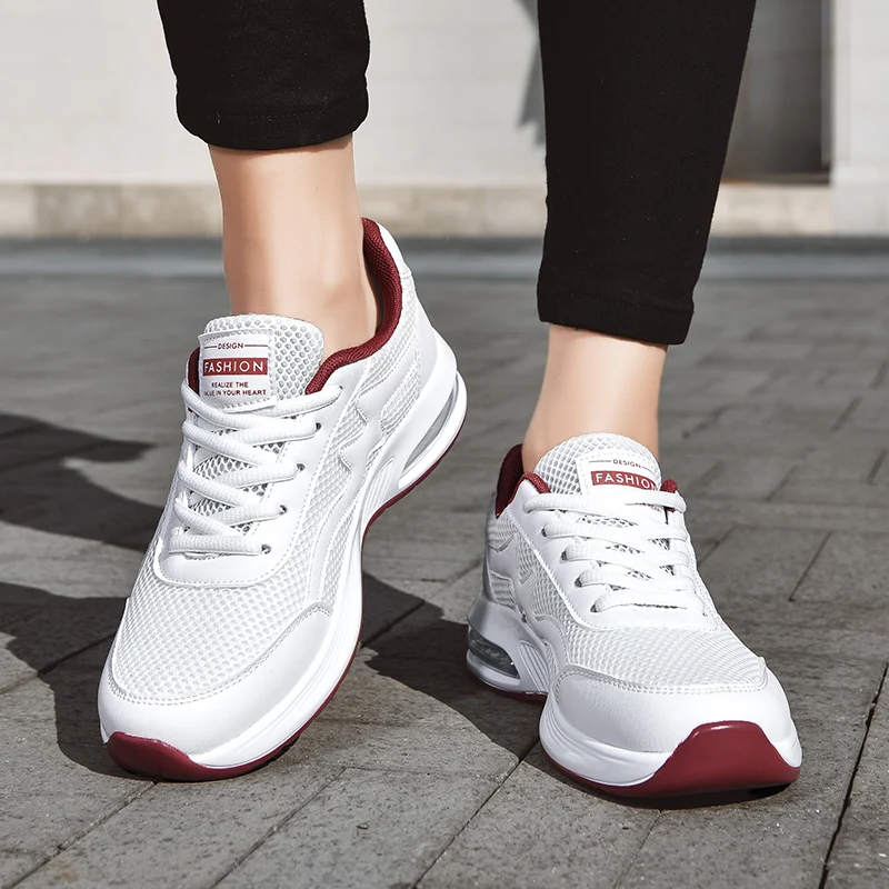 Women Air Cushion Shock Absorption Running Shoes Breathable Anti-slip Lightweight Outdoor Gym Fitness Casual Daily Wear Sneakers