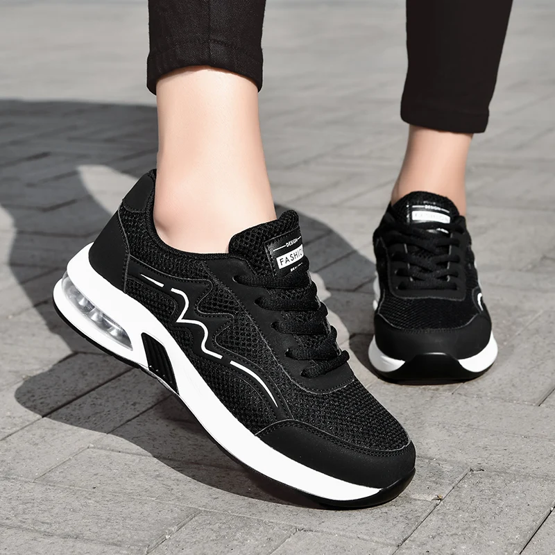 Women Air Cushion Shock Absorption Running Shoes Breathable Anti-slip Lightweight Outdoor Gym Fitness Casual Daily Wear Sneakers