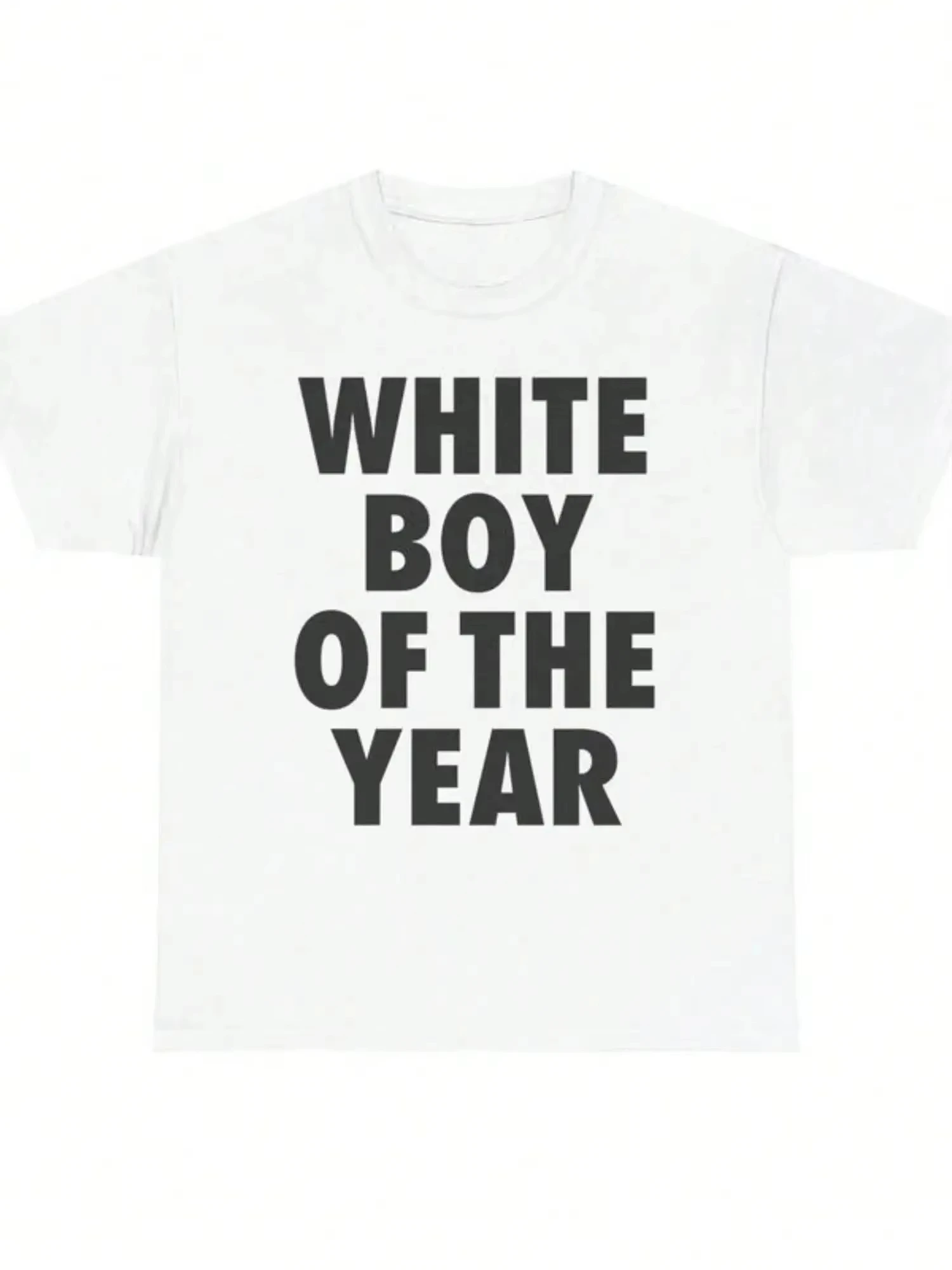 WHITE BOY OF THE YEAR T Shirts Cotton Print T-shirt Retro Casual Streetwear Vintage Tee Fashion Loose Cotton Unisex