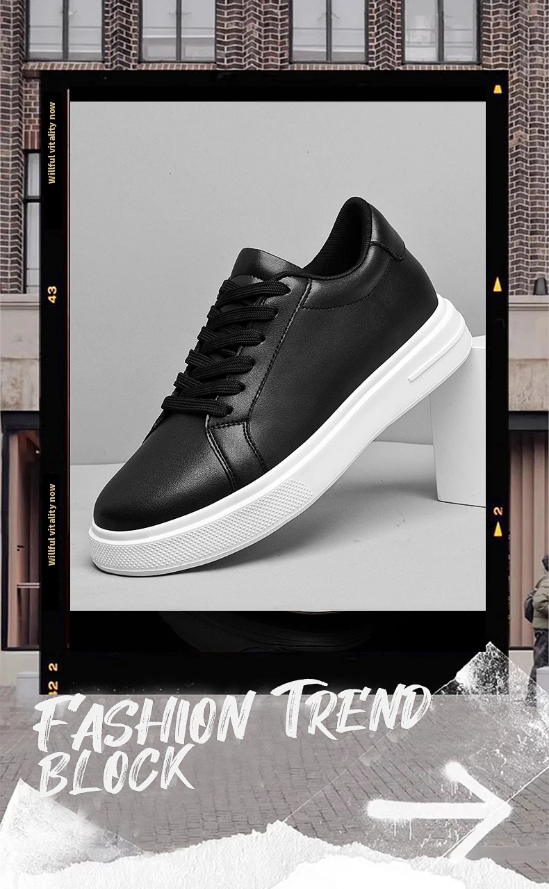 New Men’s Sneakers Elevator Shoes Heightening Height Increase Insole 6-10CM High Heels Shoes Leather Sport Shoes Men Shoes