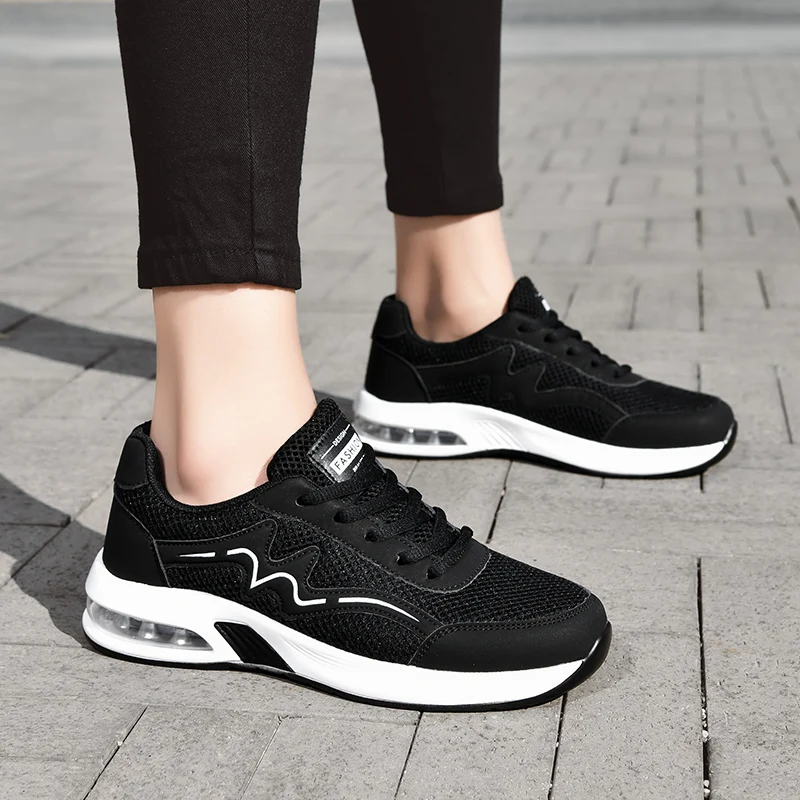Women Air Cushion Shock Absorption Running Shoes Breathable Anti-slip Lightweight Outdoor Gym Fitness Casual Daily Wear Sneakers