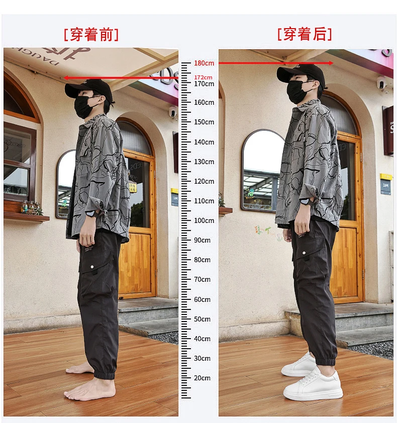 New Men’s Sneakers Elevator Shoes Heightening Height Increase Insole 6-10CM High Heels Shoes Leather Sport Shoes Men Shoes