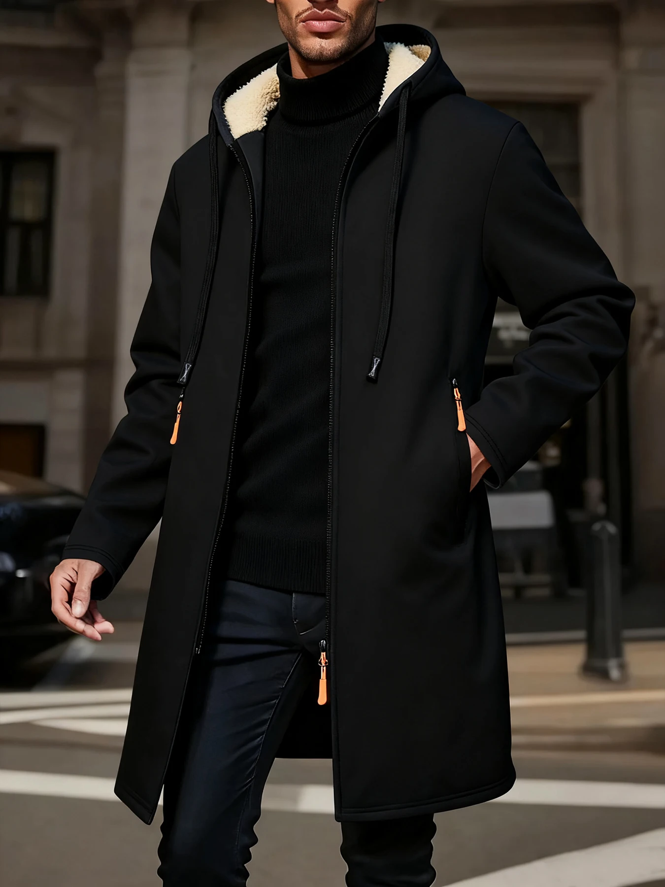 Winter Men’s Thickened Jacket Hoodies Long Sleeve Sweatshirts Outdoor Warm Zipper Cardigan Streetwear Mens Oversize Jacket Coat