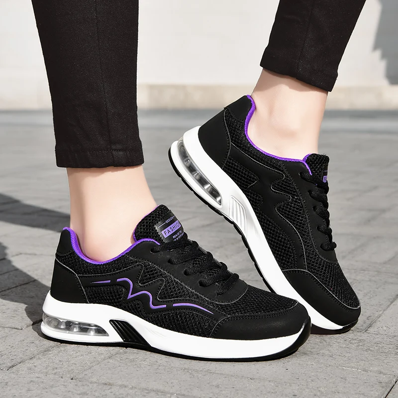 Women Air Cushion Shock Absorption Running Shoes Breathable Anti-slip Lightweight Outdoor Gym Fitness Casual Daily Wear Sneakers