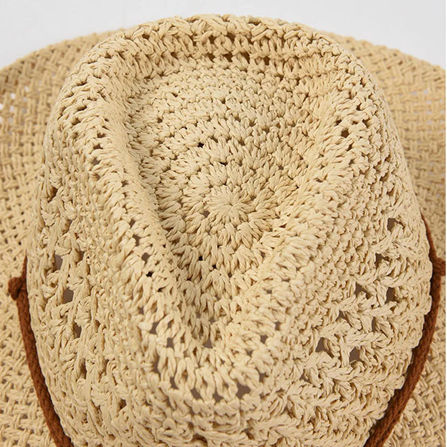 Panama Soft Straw Hat For Men Women Summer Breathable Travel Beach Hats Solid Wide Brim Sunscreen Hat