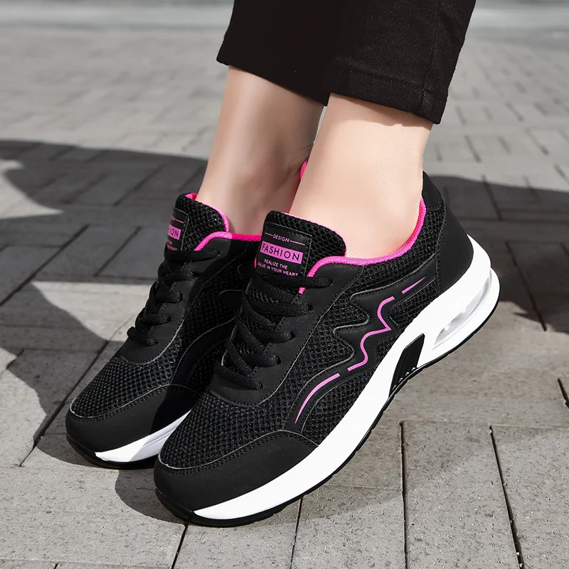Women Air Cushion Shock Absorption Running Shoes Breathable Anti-slip Lightweight Outdoor Gym Fitness Casual Daily Wear Sneakers