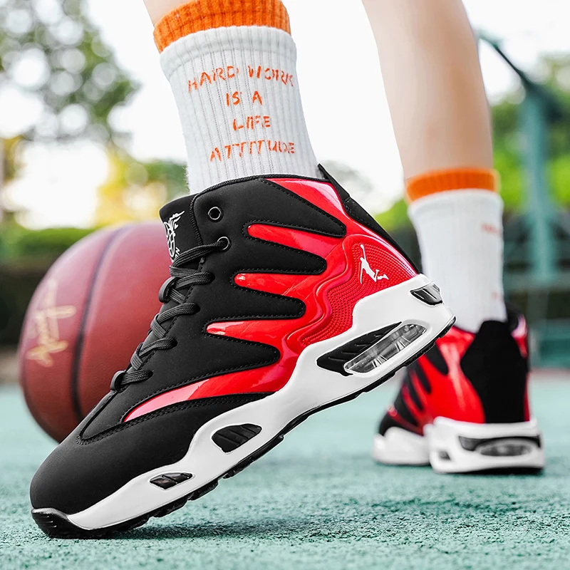 Men’s Breathable Lightweight High-Top Basketball Shoes – Non-Slip Rubber Sole, Geometric Pattern Design, Suitable for Running, Training, and Casual Wear – Stylish Sneakers for All Seasons – Perfect Gift for Him, Durable Basketball Gear, Athletic Shoes