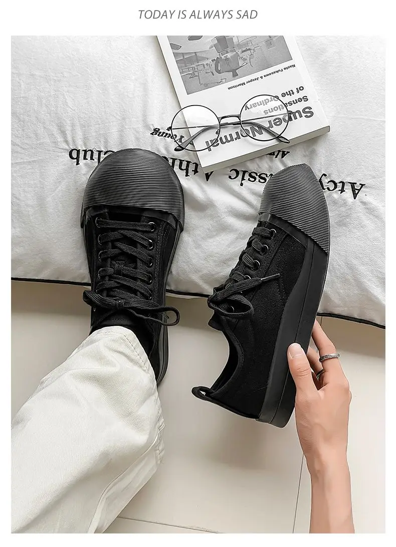 Unisex Big Head Board-shoe White Platform Canvas Shoes High Street Fashion Commuting Luxury Brand Couple Casual Sneakers
