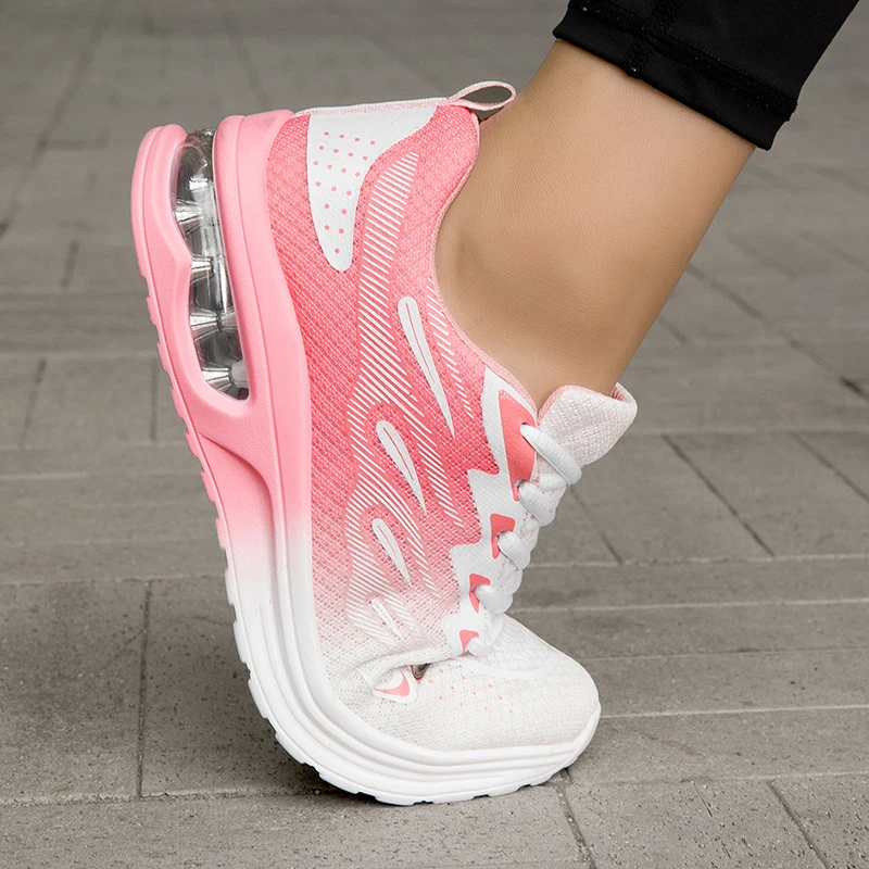 Women Air Cushion Shock Absorption Running Shoes Breathable Anti-slip Lightweight Outdoor Gym Fitness Casual Daily Wear Sneakers