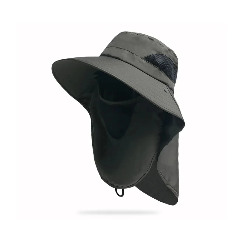 Summer Outdoor Fishing Caps Men Wide Brim UV Protective Mask Thin Casual Hats Sports Climbing Sun Hats
