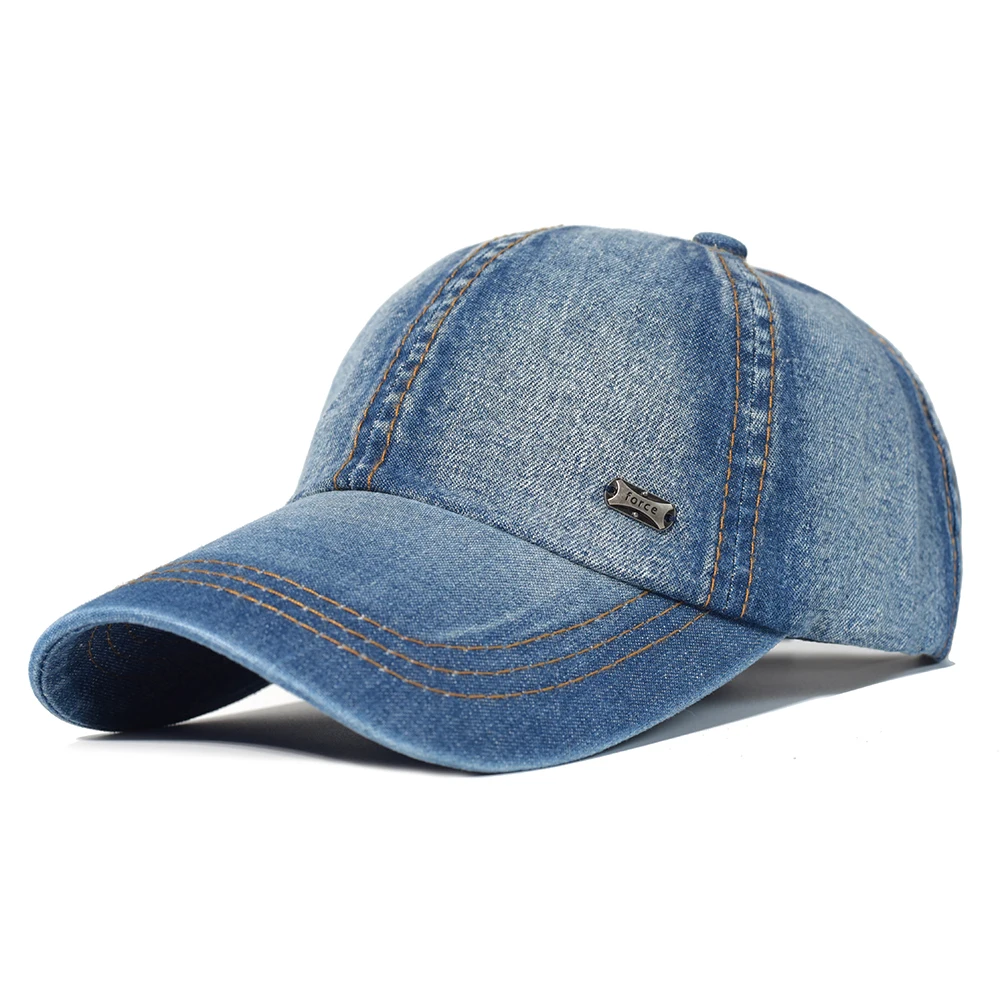 kf Hc929bd34835a4c07aed20cebf7272042U.webp Vintage Washed Cotton Baseball Cap Men Women Denim Dad Hat Adjustable Trucker Style Low Profile