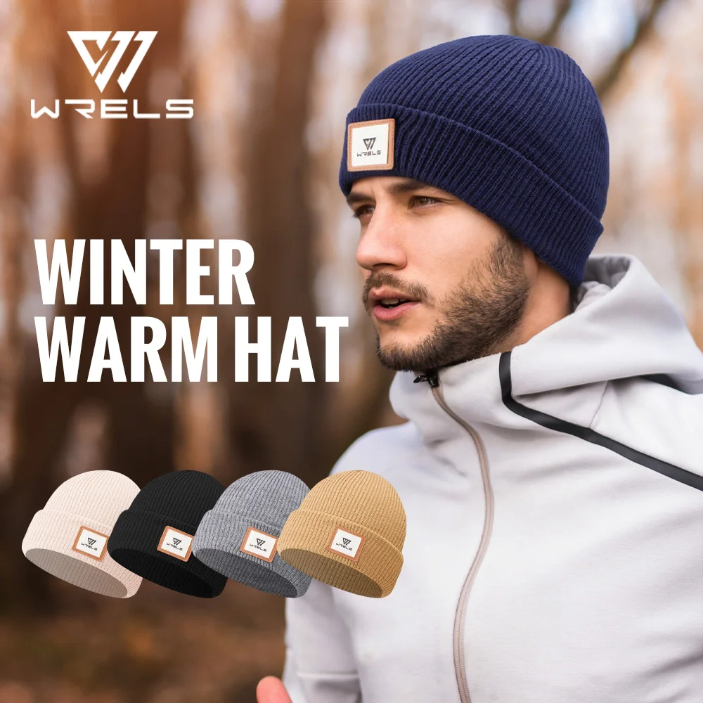 kf S0ba340651c5c48b981cfdfa54c9b0856c.webp WRELS Warm Beanie Knit Hat Lightweight Fleece Lined Beanie Warm Winter Running Cap Knit Cuffed Cap Outdoor Beanie Cap Sports Hat