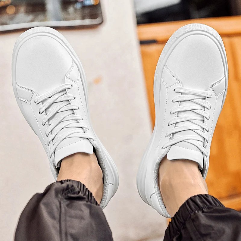 New Men’s Sneakers Elevator Shoes Heightening Height Increase Insole 6-10CM High Heels Shoes Leather Sport Shoes Men Shoes