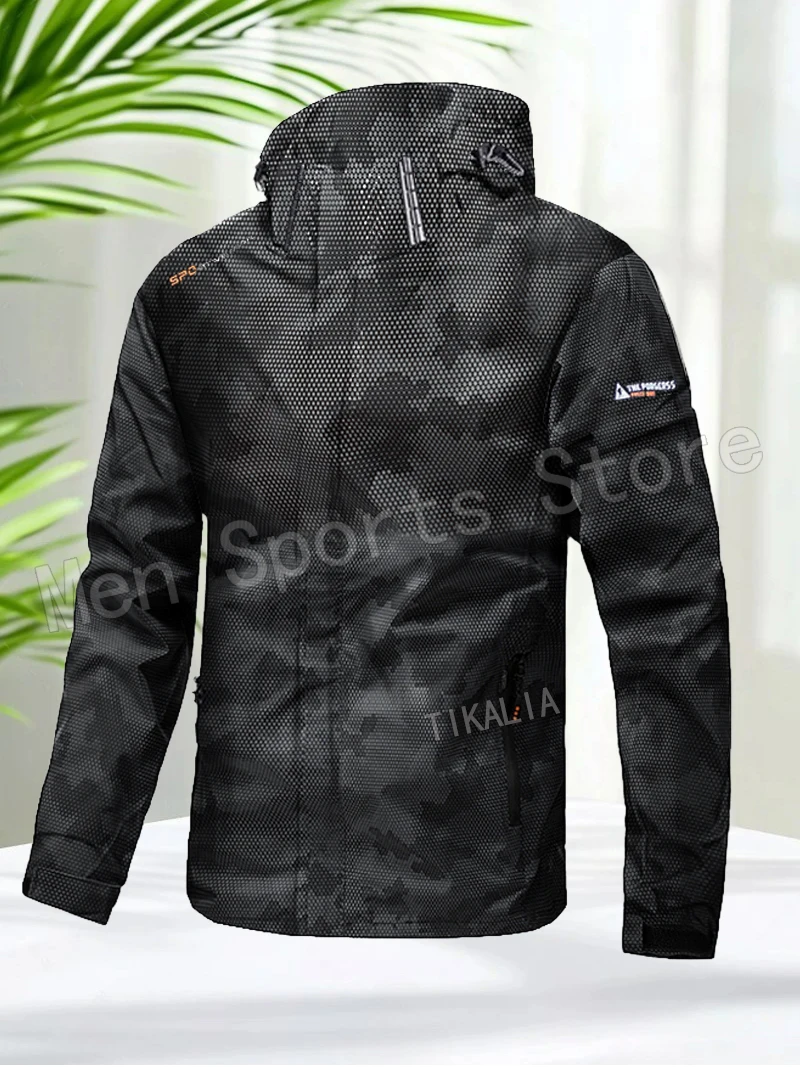 kf S2822257abeed466d86e4dbe4d1e11659w.webp Men’s Outdoor Hiking Jacket Waterproof Windbreaker Hooded Coat Lightweight Sportswear for Camping Trekking Climbing Travel