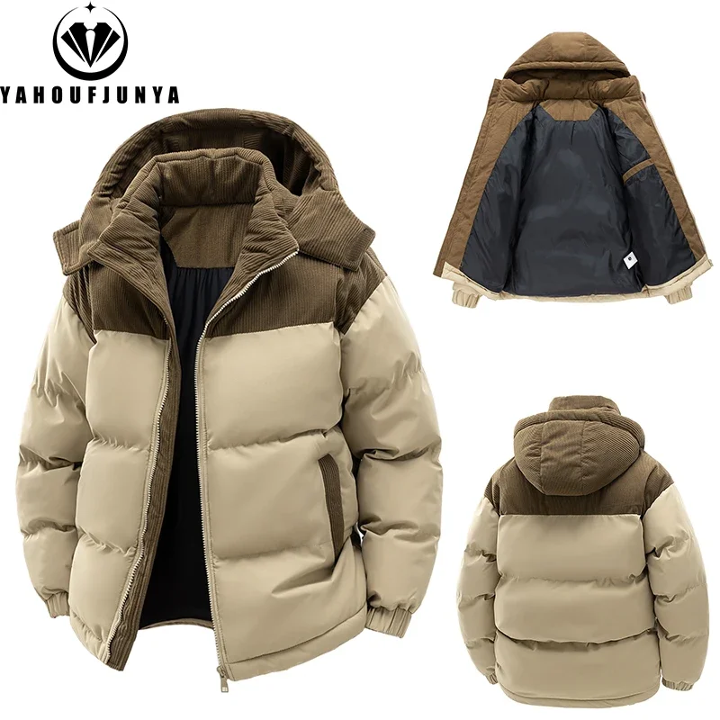 kf S32a878cdc8144a0eb54bd165595efd27v.webp Autumn Winter Men Outdoor Removable Hooded Windbreak Jacket Coats Men Warm Outwear Casual Fashion Solid Parkas Jacket Male Tops