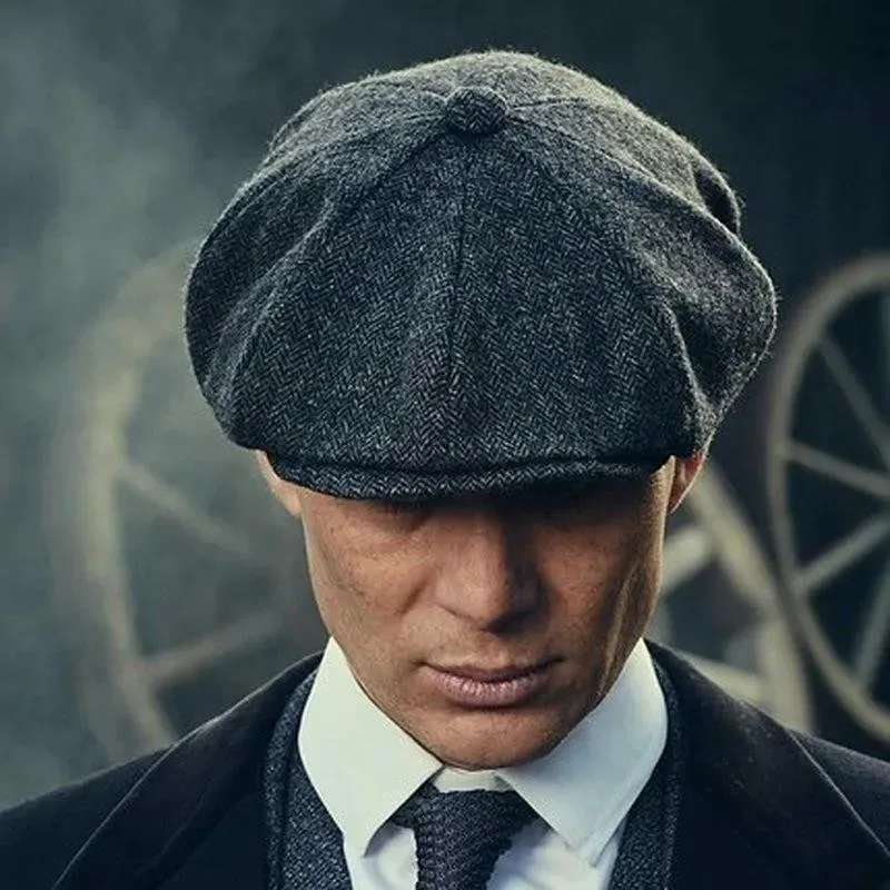 kf S3b12a48b000d4cf0949c8b8ad609dc52f.webp Classic Blinders Caps For Men Peaky Hat Newspaper Hat Shelby Same Style Beret Men’s Sunshade Hat Suit Accessories Men’s Gifts