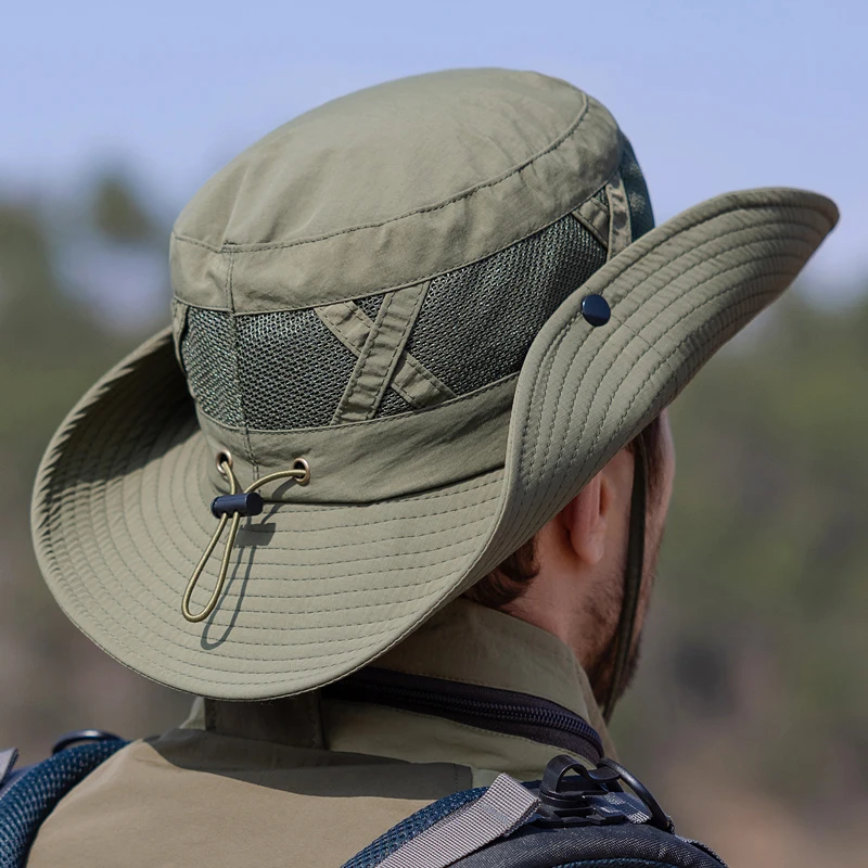 Xinbaoguan 100% Nylon Spring/Summer Big Eaves Breathable Sunshade Fisherman Hat Men’s Sunscreen Sun Hat Fishing Hat