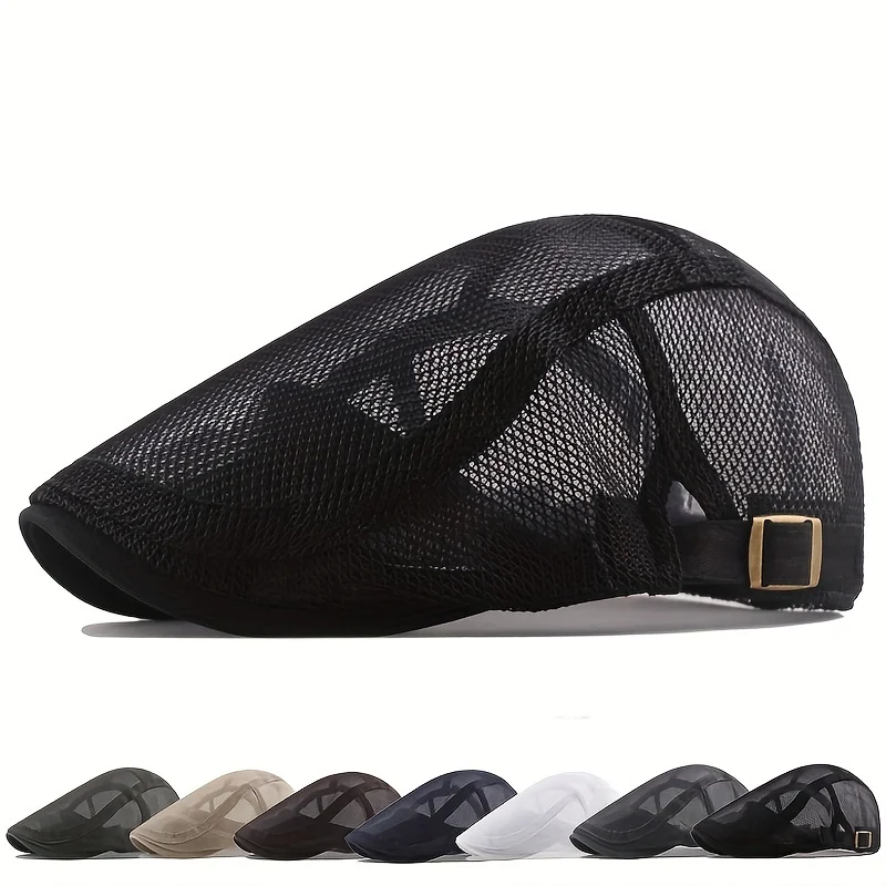 kf S4580898a1c16494788dd2bbb7924e633o.webp Outdoor Sun Hats Breathable Mesh Newsboy Cap Beret Men’s Casual Hat Berets Spring Summer Autumn Flat Gorras