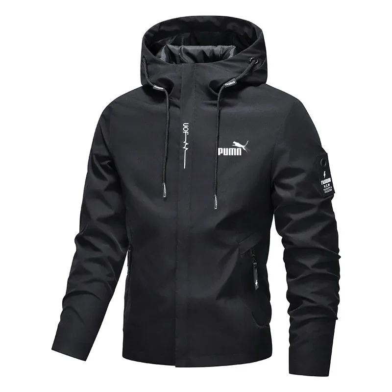 Men’s spring-autumn trend hooded jacket, new outdoor lightweight riding jacket with hood, casual style hiking windproof jacket