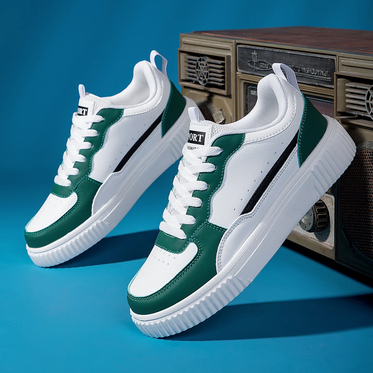 kf S5849a41608784cb083fb364390ac33f8a.webp Men’s Shoes Summer Breathable Trendy Versatile Casual White Sneakers Youth Non-Slip Sports Thick-Soled White Shoes