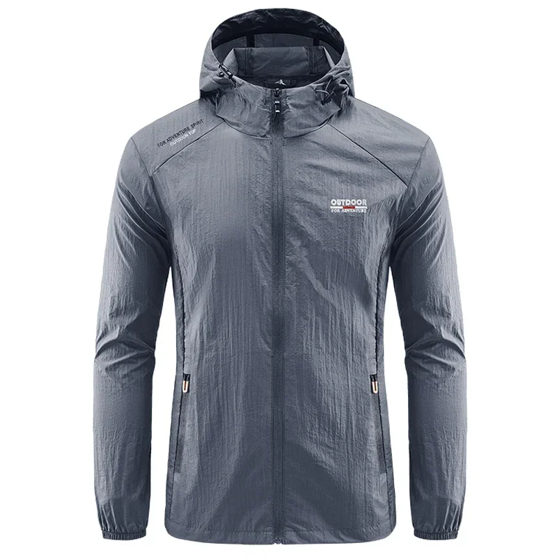 Summer Men Hiking Fishing Cycling Hooded Gym Sport Windbreaker Ultra Light Coat Men Outdoor Quick Dry Sun-Protective Thin Jacket