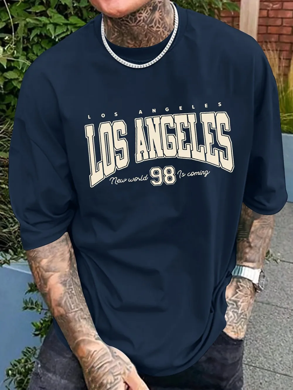 kf S607e5c875df04f7291a3cb68c31fbdc3h.webp Fashionable new men’s summer Los Angeles printed breathable round neck T-shirt outdoor casual versatile top