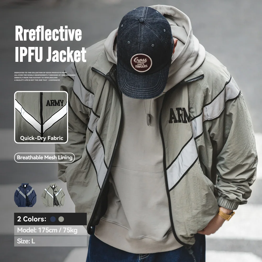 kf S685e88b75b4742b8a22ddb95962d3eb8P.webp Maden Bomber Jackets For Men Vintage Training Coat Vibe Wind Reflective Hooded Quick-drying Jacket Male Blue