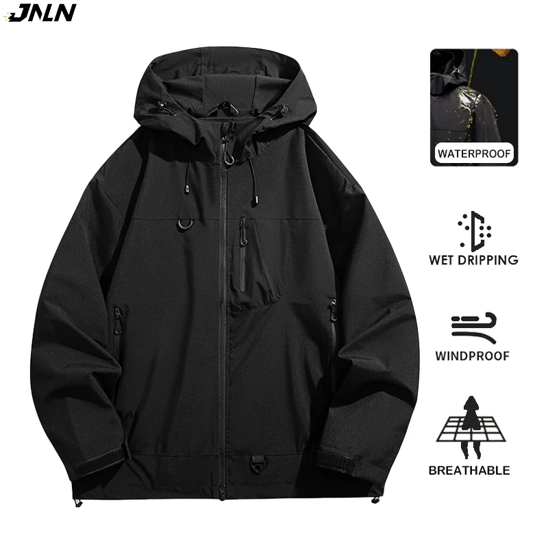 kf S76ac6acd38e347c09c830b122fb3262ae.webp JNLN Unisex Waterproof Windbreaker Outdoor Sport Windproof Single-Layer Jacket Men Women Hiking Climbing Trekking Rain Coat