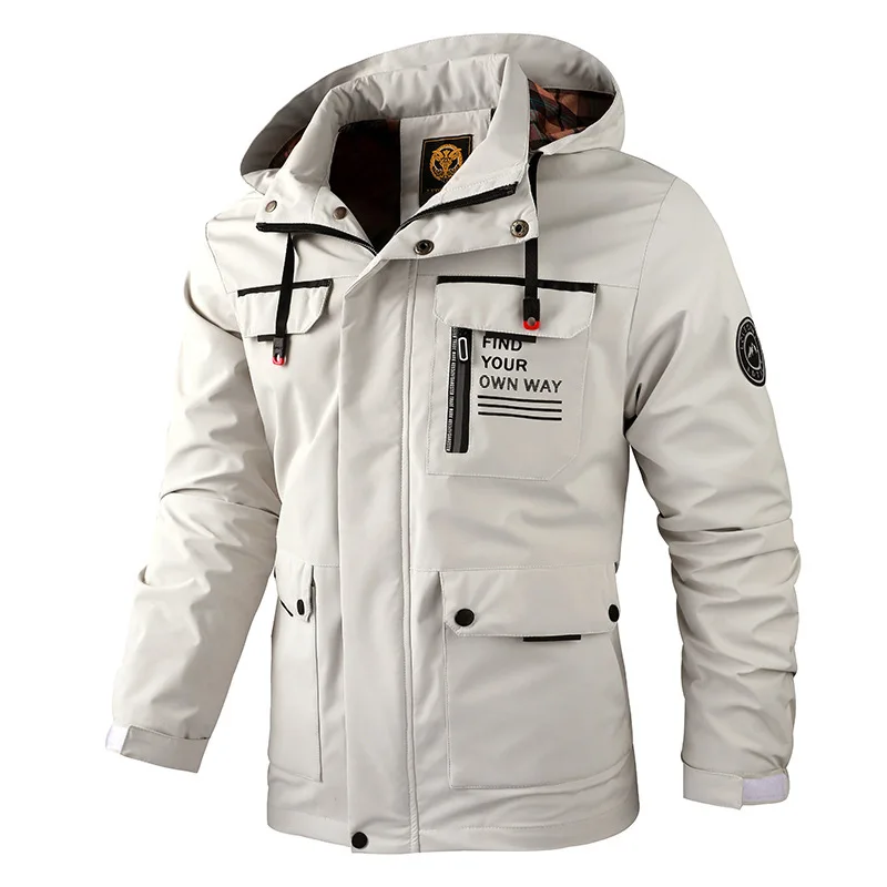 Fashion Men’s Casual Windbreaker Jackets Hooded Jacket Man Waterproof Outdoor Soft Shell Winter Coat Clothing Warm Plus Size