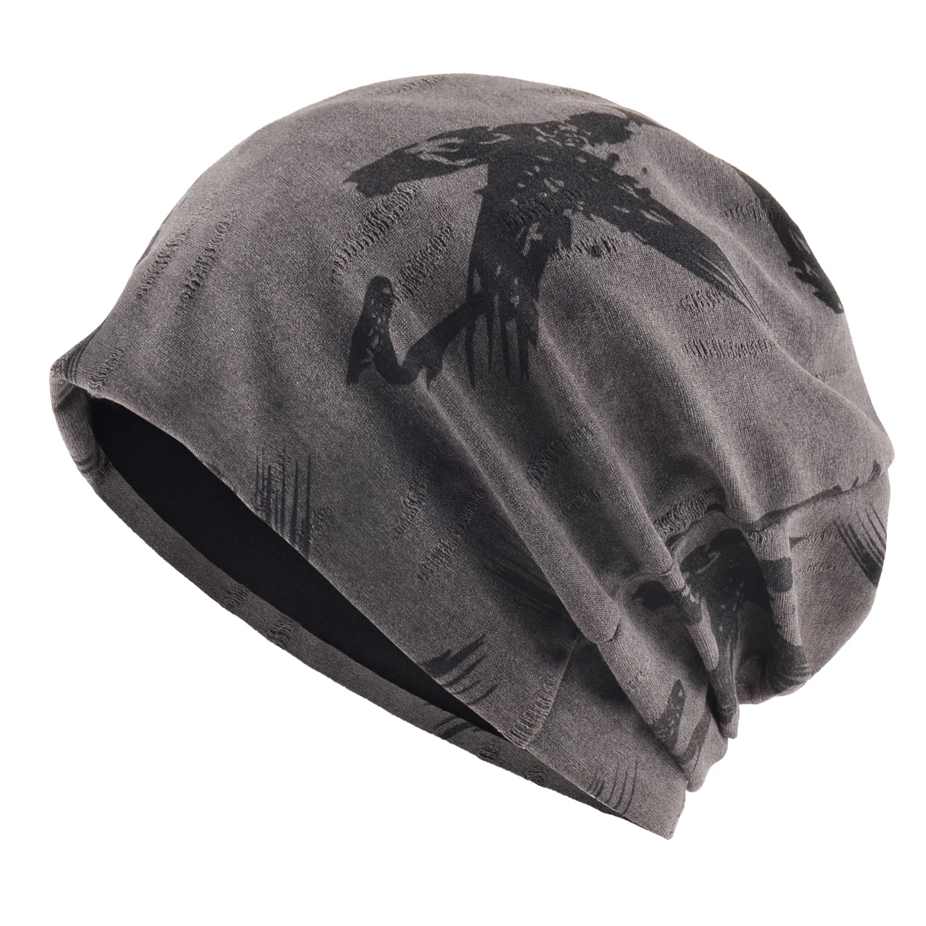 kf S869c74e25fea435c9201ef6bce6b7d16c.webp Unisex Chinese-Style Letter-Print Slouchy Beanie Men Women Fashion Loose Style Bonnet Cap Spring Autumn Casual Sport Hats