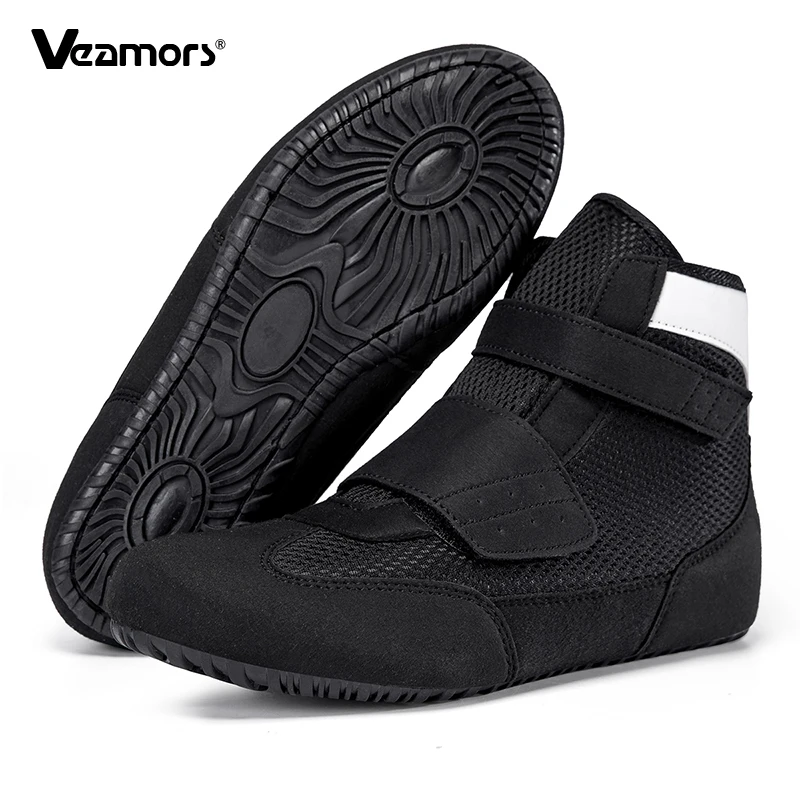 High-top Wrestling Shoes Kid’s Anti-slip Boxing Shoes Elastic Boys Girls Free Sparring Martial Art Shoes Gym Training Sneakers