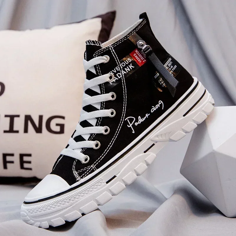 kf S8a07257ffb034027983eacfd79b00d87V.webp Tenis Masculino Men Shoes Vulcanize Canvas Shoes High Top Sneakers Casual Breathable Platform Shoes Man Trainers Chunky Sneakers