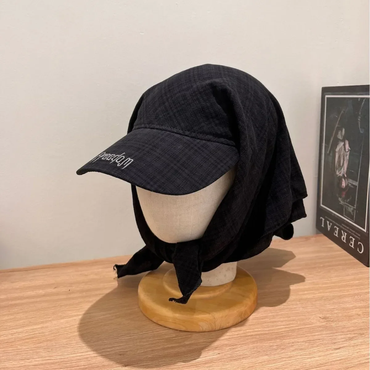 kf S9863ae6c93184ce7a79811b4e8c65e29H.webp Outdoor Camping Style Sun Protection Hat Jennie Scarf Hat Small Sweet Sunscreen Tie Hat Wide Brim Hat Mesh Cap Lace Cap