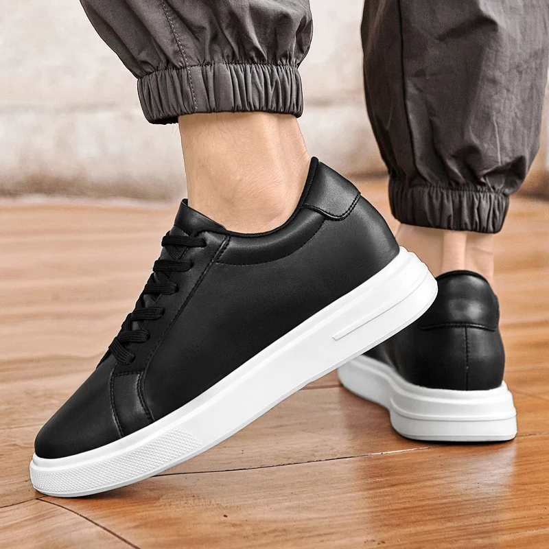 New Men’s Sneakers Elevator Shoes Heightening Height Increase Insole 6-10CM High Heels Shoes Leather Sport Shoes Men Shoes