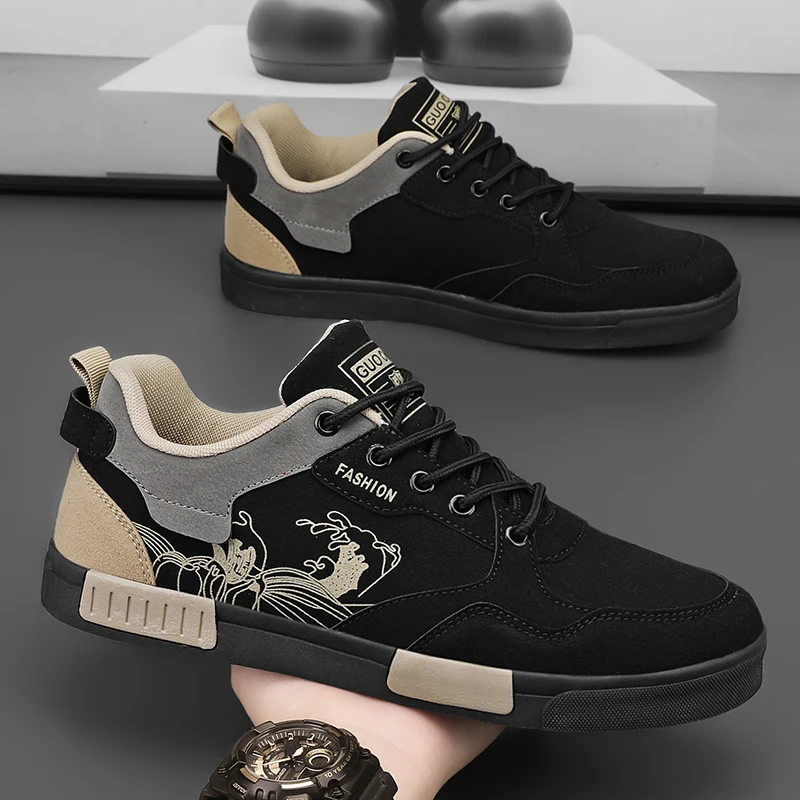 kf Sa997e6b89a9c41e3aff630c7998277b9h.webp Men’s easy to wipe clean casual shoes, good grip, low top lace-up sneakers, men’s shoes
