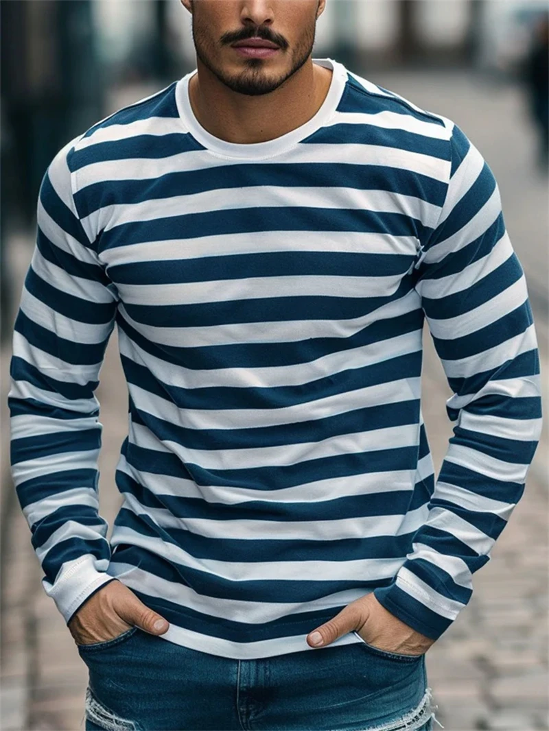 kf Sb206fd393b86464d96f6cca72e51537cM.webp Retro Striped Graphic Long SLeeve T Shirts For Men Simple Fashion Spring Autumn 3D Printed T-shirts Casual Oversized Tees Tops