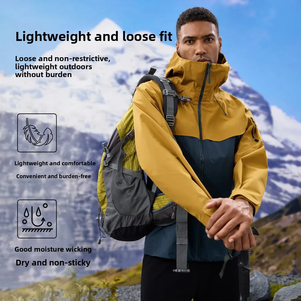 kf Sb3d016693d694f319e8cff584accd4bdF.webp Autumn and winter hard-shell windbreaker windproof rainproof breathable outdoor hiking mountaineering ski suit hooded jacket