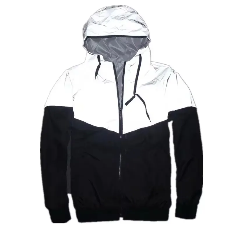 kf Sb8eab81da060414a9bf52aa8dfce5635A.webp Men’s Patchwork Night Reflective Jacket Casual Waterproof Windbreaker Party Dancer Hip Hop High Quality Coat Male Trend Brand