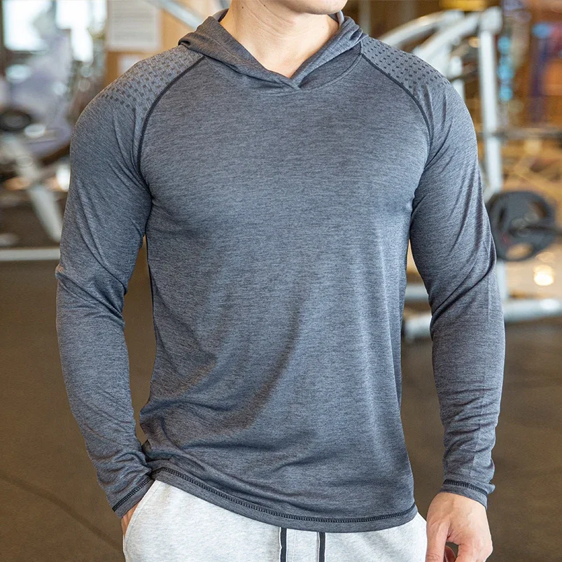 kf Sc25e07c7581f4eec8aae2b7c8f7121daB.webp Autumn Gym Men T Shirt Casual Long Sleeve Slim Tops Tees elastic T-shirt Sports Fitness breathable Quick dry Hooded T Shirt