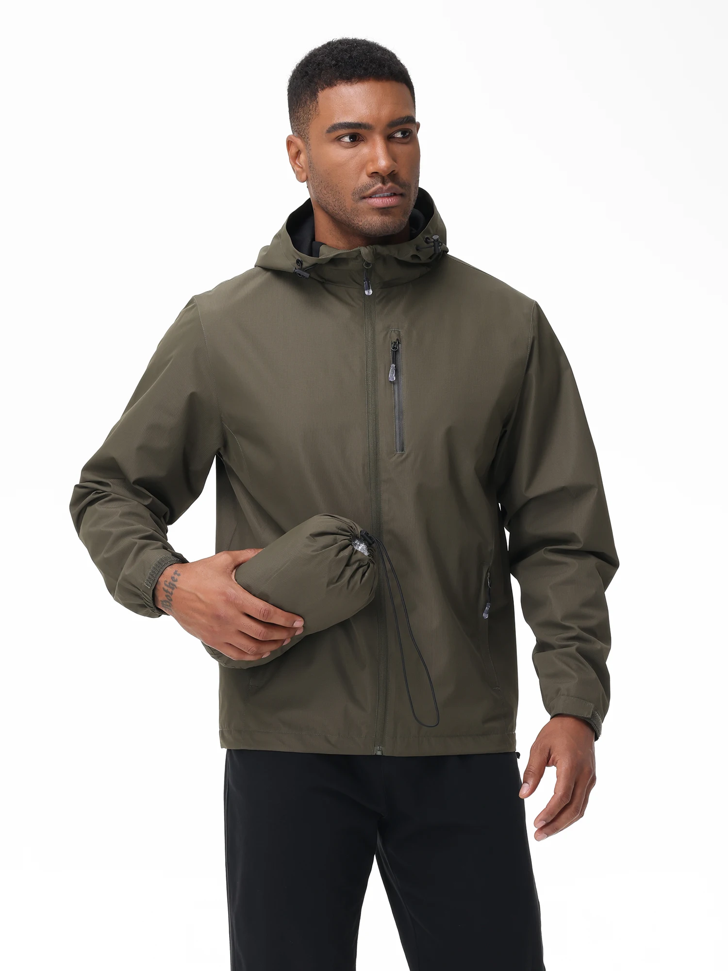 Summer Men’s Raincoat, Waterproof Lightweight Breathable Jacket for Camping Hiking Cycling Fishing with Inner Pocket