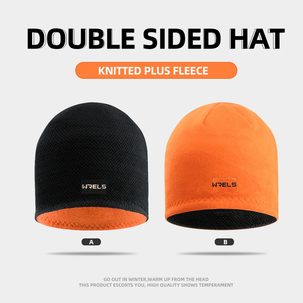 kf Sc798a6892ea0448ba9627e64b9651709V.webp WRELS Winter Warm Two Sided Hat Unisex Windproof Outdoor Fleece Sports Hat Fishing Cycling Bonnet Hunting Camping Hiking Caps