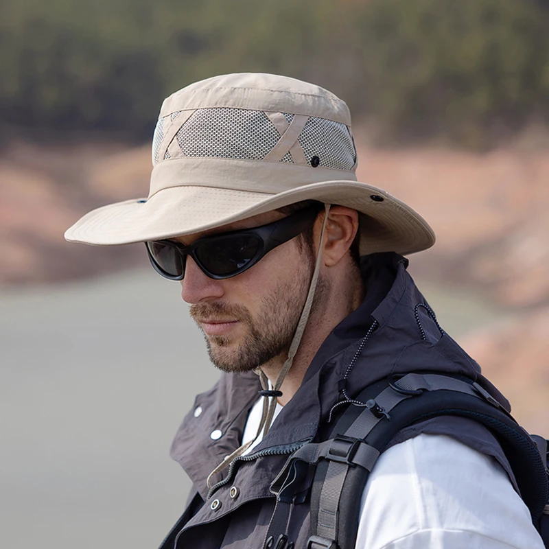 kf Sd9b40eddbc1b407eae87e7badc61fe0eB.webp Xinbaoguan 100% Nylon Spring/Summer Big Eaves Breathable Sunshade Fisherman Hat Men’s Sunscreen Sun Hat Fishing Hat