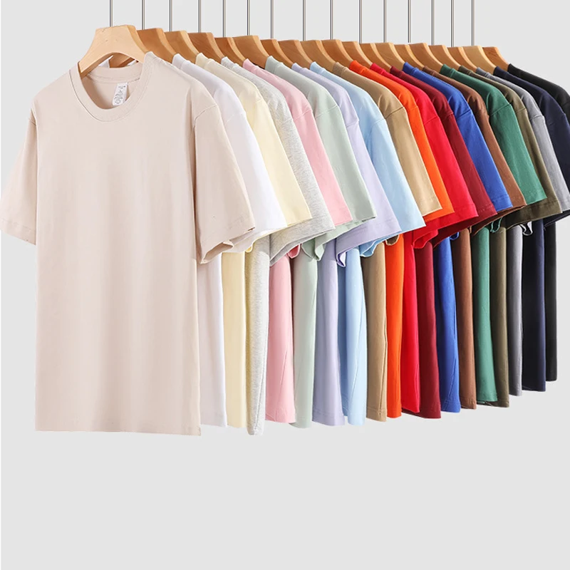 1pcs 230g Pure Cotton T-Shirt Summer Short Sleeve Tees Comfort Fashion Solid Couple’s Tops Boys Girls Casual Round Neck T Shirts