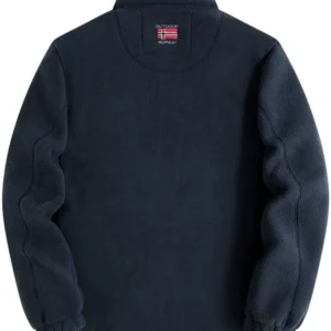 Navy Blue Fleece Zip – Up Jacket with Norwegian Flag and “Outdoor Norway” Embroidery