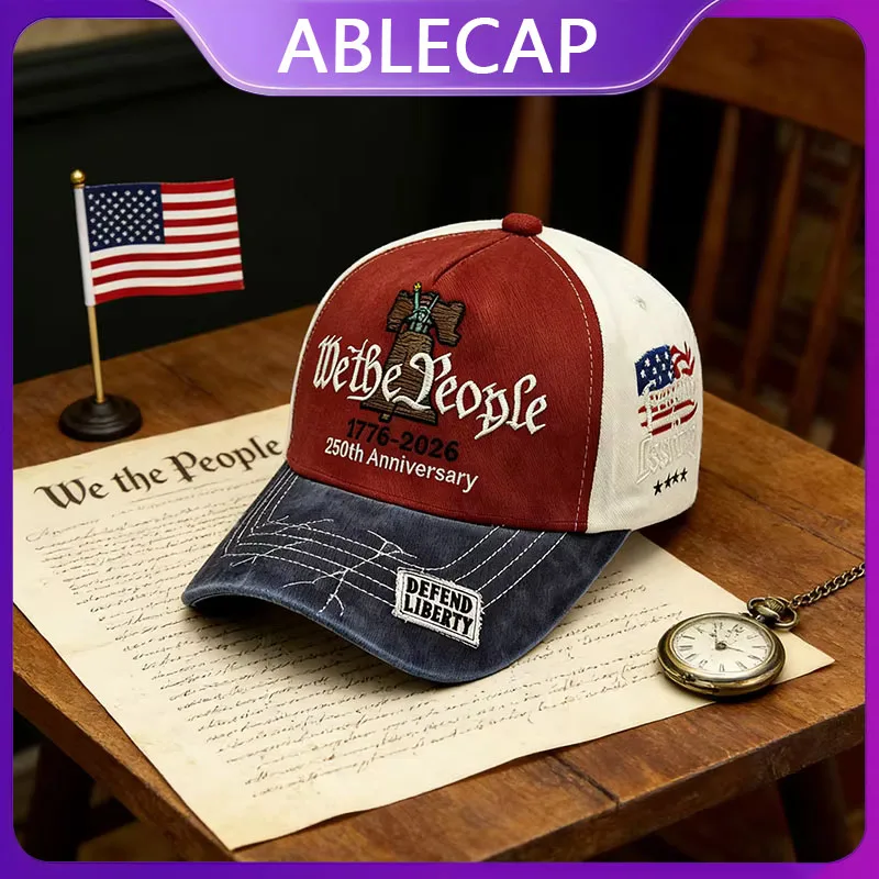 kf Sef6e5038bed64e1193369f6e65b953ddW.webp ABLECAP 2026 New Embroidered Baseball Caps For Patriotic USA 250th Anniversary Hat 1776-2026 Male Female Adult New Year Gift
