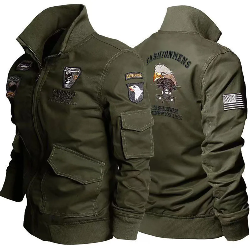 Men’s Tactical Motorcycle Riding Jacket Military SWAT Combat Army Pilot Windbreaker Autumn Multi-Pocket Cargo Coat Outdoor Biker