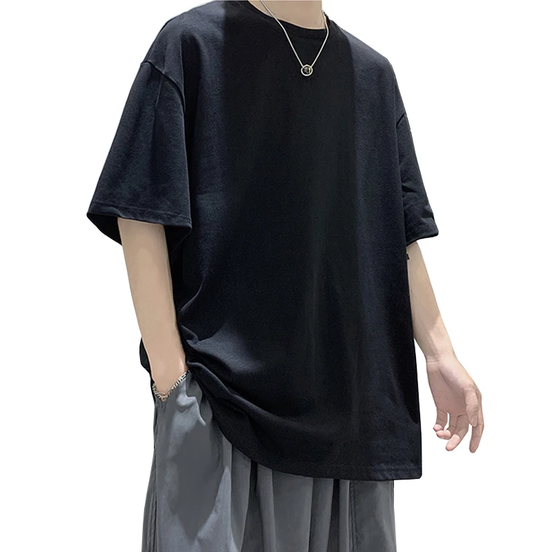 kf Sfcd543c7b941464585a94a840376fbb5T.webp Oversized Summer Short Sleeve Men’s T Shirt New Fashion Solid Loose O-Neck T Shirts Mens Cotton Hip Hop Streetwear Top Tees 5XL